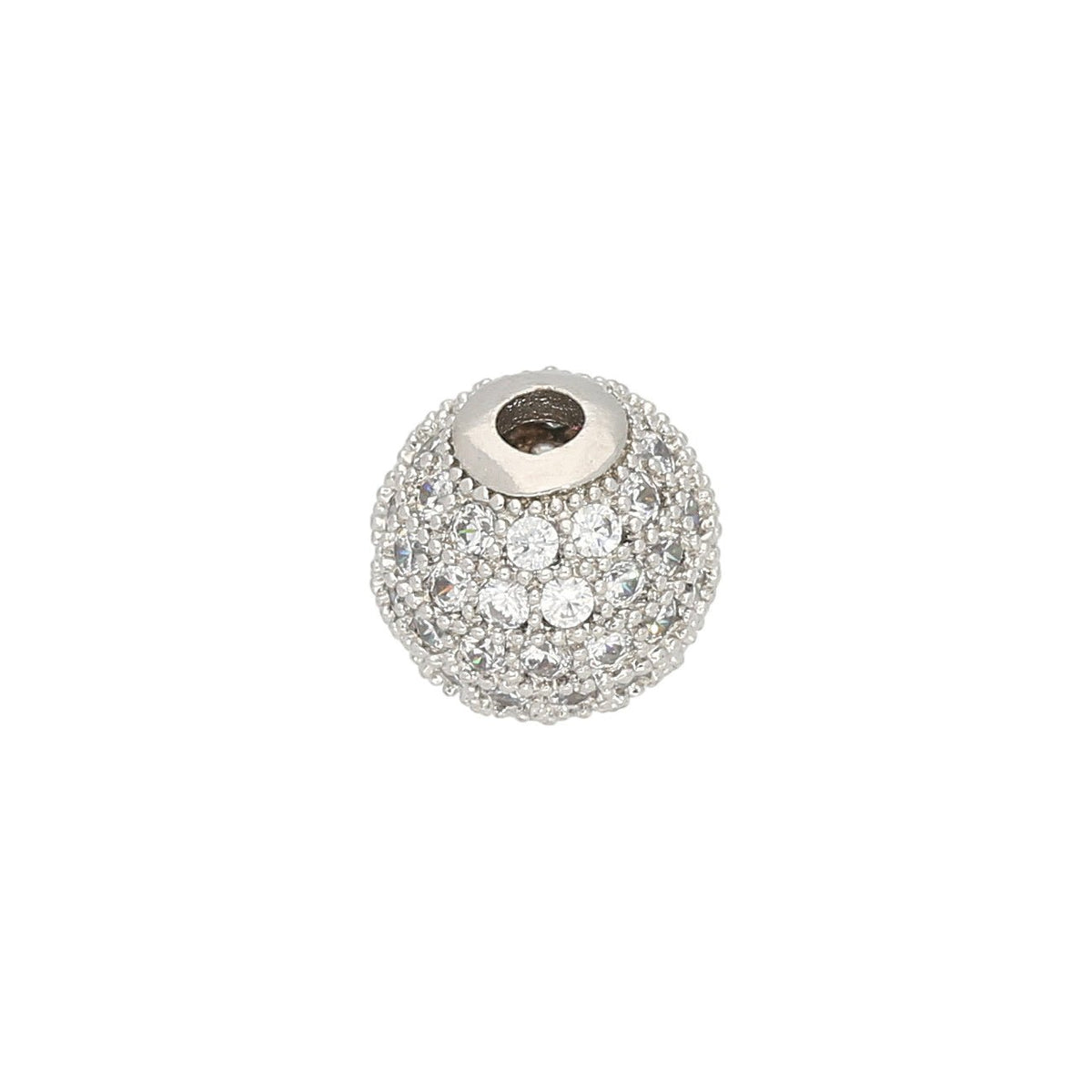 Metallperle Cubic Zirconia micro pavé - 8mm - Kristall-Platin - PerlineBeads