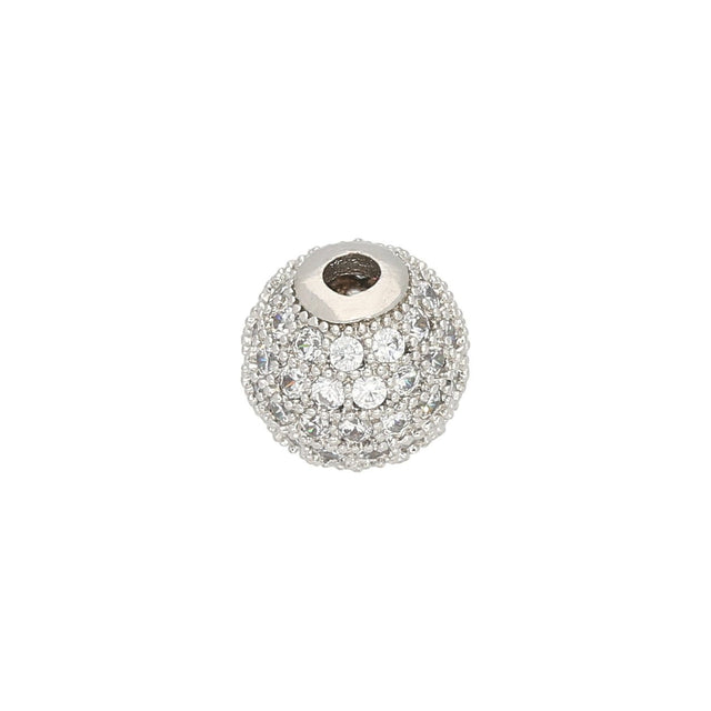 Metallperle Cubic Zirconia micro pavé - 8mm - Kristall-Platin - PerlineBeads