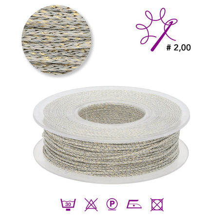 Microthai LUX Schmuckgarn - Fog / Gold - PerlineBeads