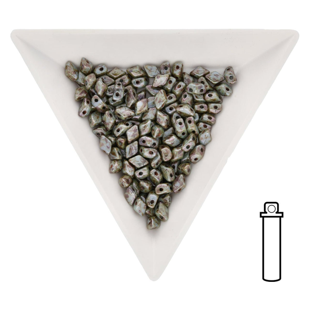 Mini GemDuo 6x4 mm - Chalk Blue Glaze - PerlineBeads