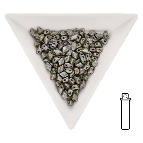 Mini GemDuo 6x4 mm - Chalk Blue Glaze - PerlineBeads
