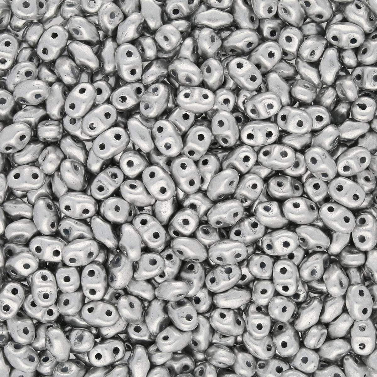 MiniDuo 2x4 mm - Matte Metallic Silver - PerlineBeads