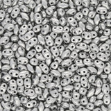 MiniDuo 2x4 mm - Matte Metallic Silver - PerlineBeads