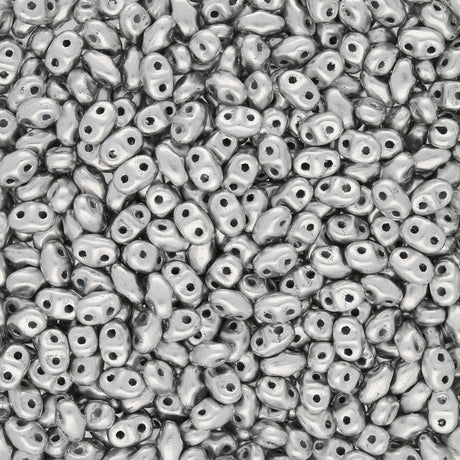MiniDuo 2x4 mm - Matte Metallic Silver - PerlineBeads