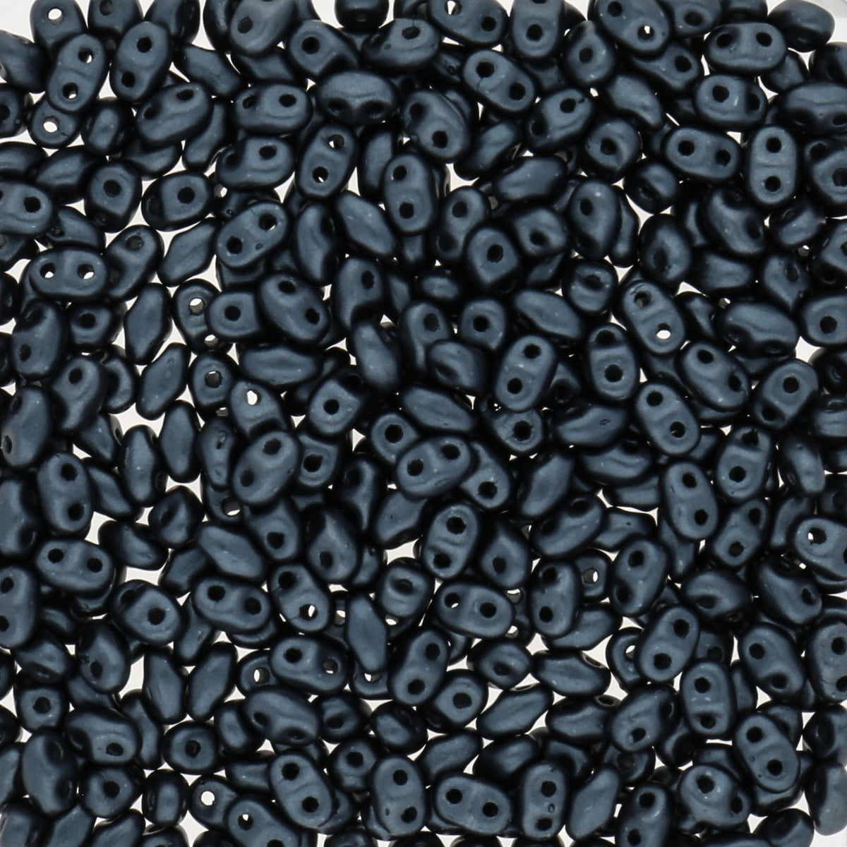 MiniDuo 2x4 mm - Pastel Dark Grey / Hematite - PerlineBeads