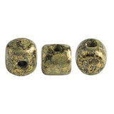 Minos® par Puca® - Metallic Mat Old Gold Spotted - PerlineBeads