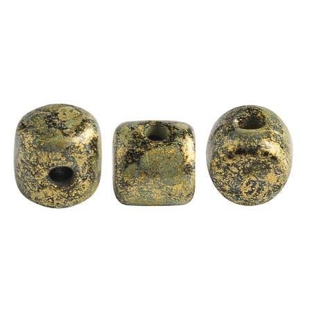 Minos® par Puca® - Metallic Mat Old Gold Spotted - PerlineBeads