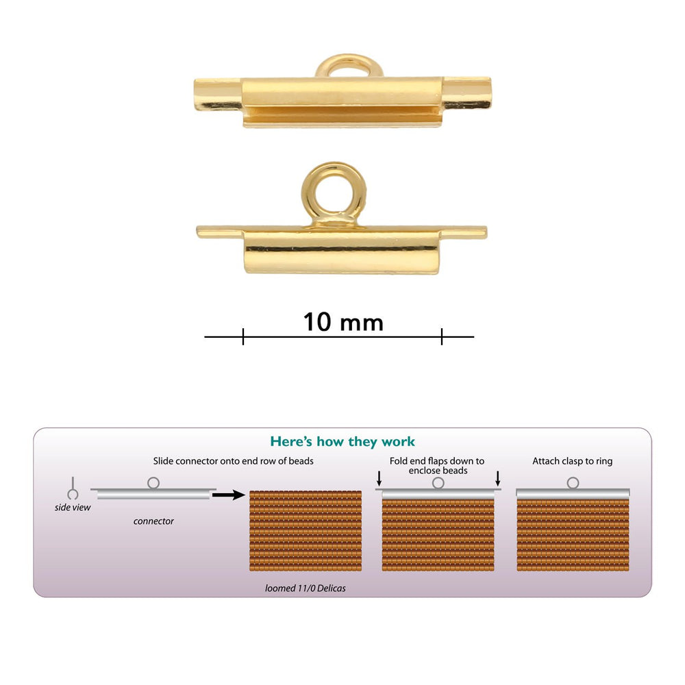 Miyuki röhrenförmiger Verschluss «Slide on» 10 mm – Farbe Gold - PerlineBeads