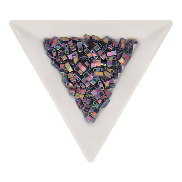 Miyuki Tila 1/2 cut bead - Opaque Purple Gray Rainbow Luster - PerlineBeads