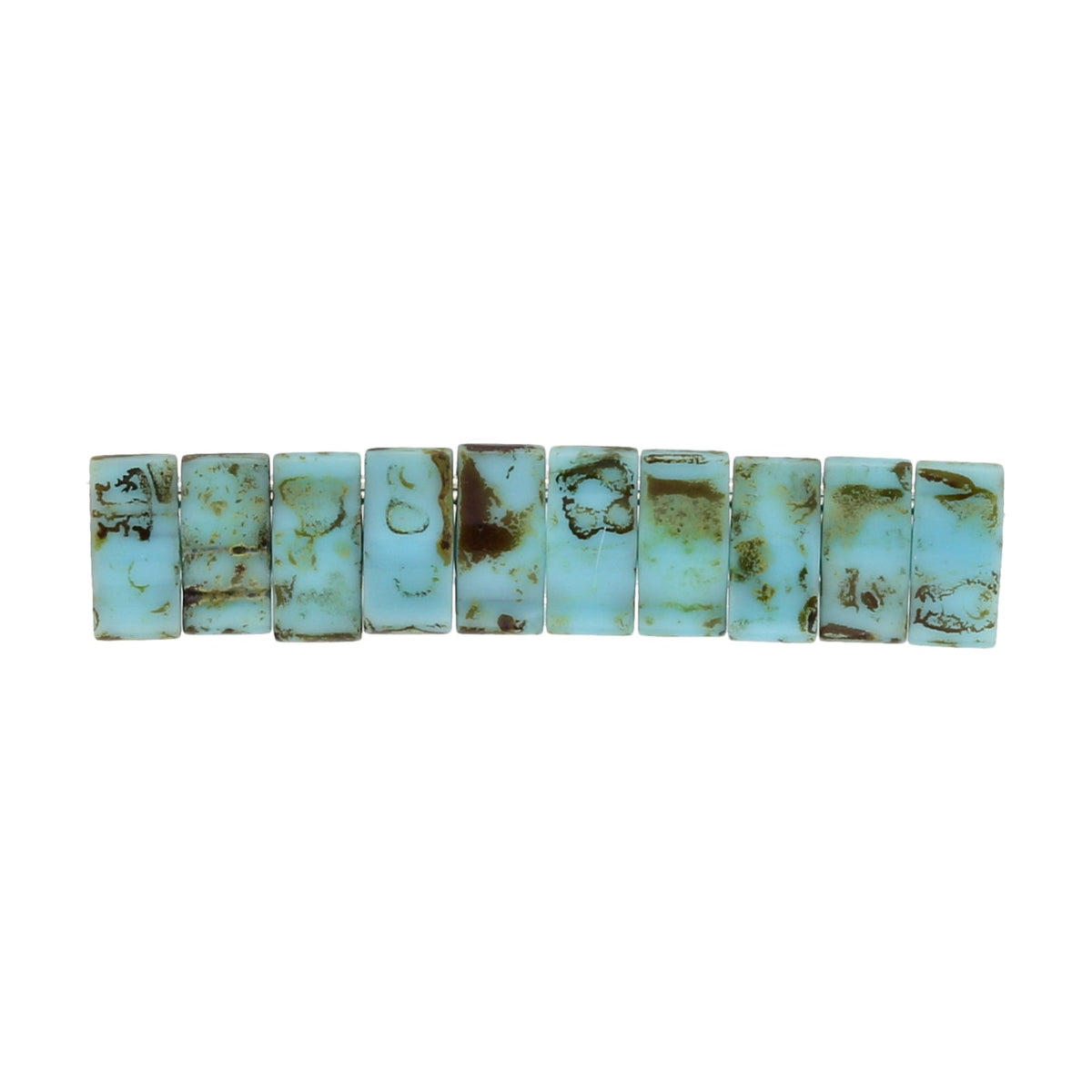Miyuki Tila 1/2 cut bead - Opaque Turquoise Blue Picasso - PerlineBeads