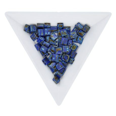 Miyuki Tila bead 5 mm - Picasso Opaque Cobalt - PerlineBeads