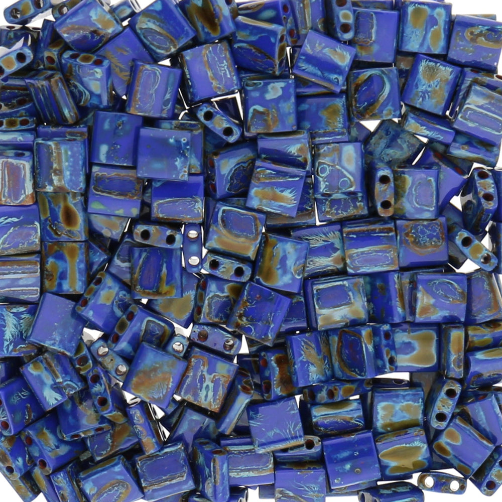 Miyuki Tila bead 5 mm - Picasso Opaque Cobalt - PerlineBeads