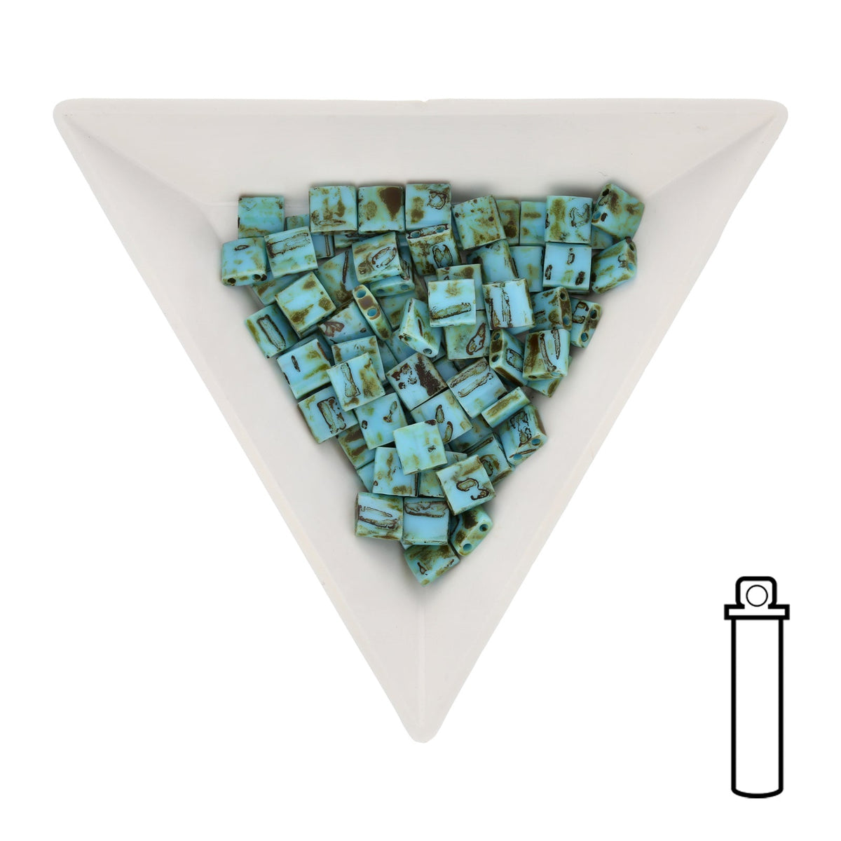 Miyuki Tila bead 5 mm - Picasso Seafoam Green Matte - PerlineBeads