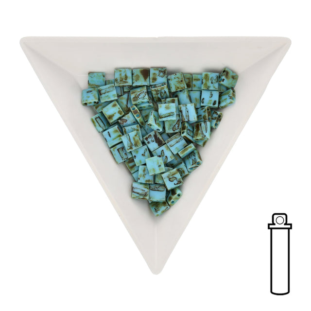 Miyuki Tila bead 5 mm - Picasso Seafoam Green Matte - PerlineBeads