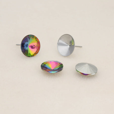 Ohrstecker mit 12 mm konische Platte – 304 Edelstahl (2 Stk.) - PerlineBeads