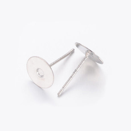 Ohrstecker mit 8 mm Platte - Platinfarbe - PerlineBeads