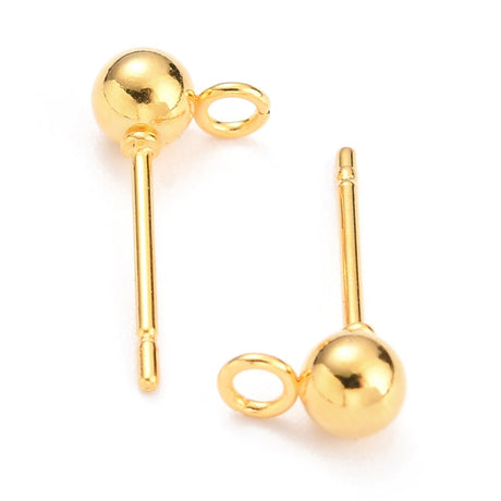Ohrstecker mit Kugel 4 mm - Goldfarbe - PerlineBeads