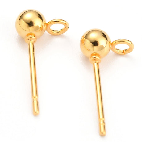 Ohrstecker mit Kugel 4 mm - Goldfarbe - PerlineBeads