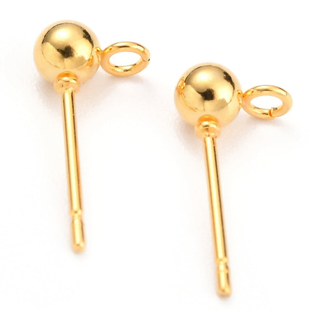 Ohrstecker mit Kugel 4 mm - Goldfarbe - PerlineBeads