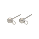 Ohrstecker mit Kugel 4 mm - Stahlfarbe - PerlineBeads