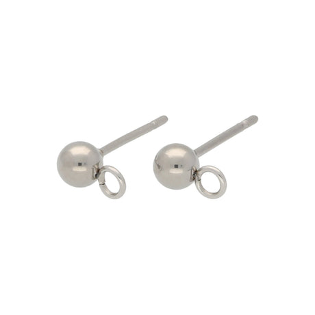Ohrstecker mit Kugel 4 mm - Stahlfarbe - PerlineBeads