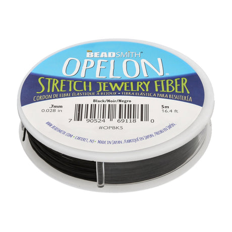 Opelon elastische Schmuck-Faserkordel 0.7 mm - schwarz - PerlineBeads