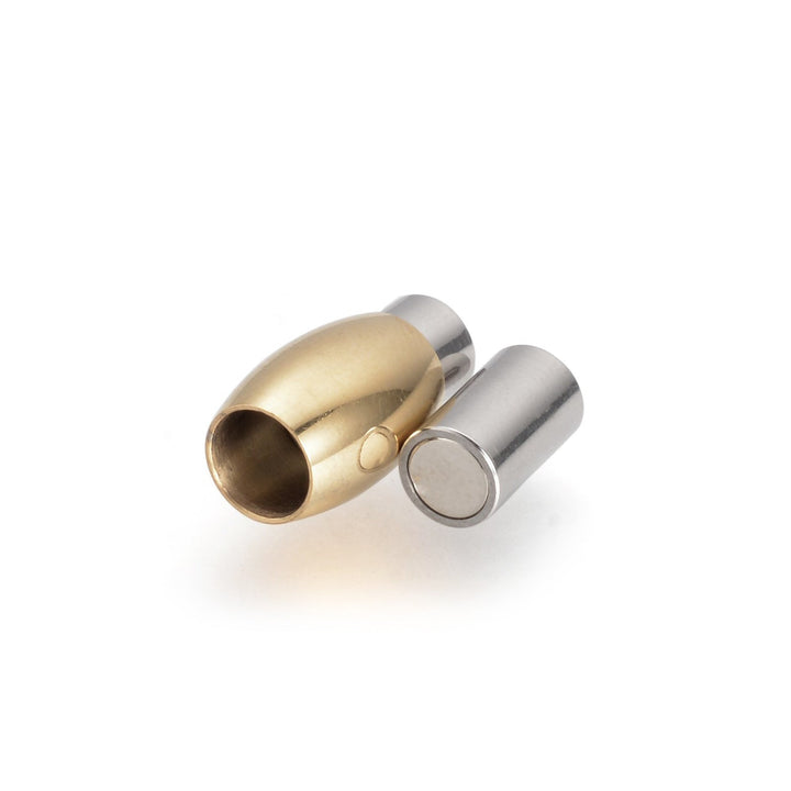 Ovaler Magnetverschluss Edelstahl – Farbe Stahl/Gold - PerlineBeads