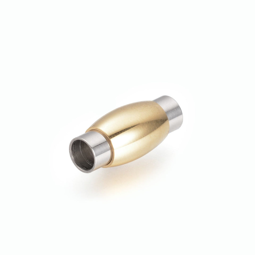 Ovaler Magnetverschluss Edelstahl – Farbe Stahl/Gold - PerlineBeads