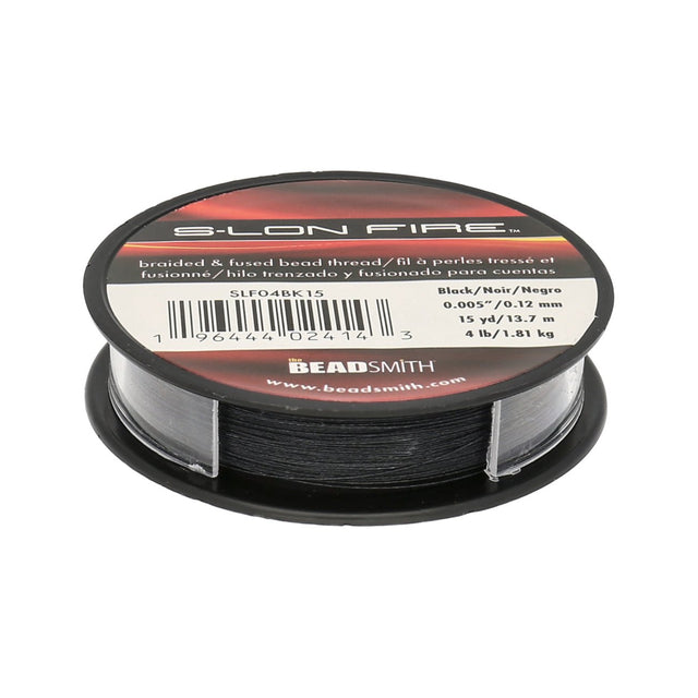 Perlenfaden S-Lon Fire 4lb - Black (13,7 m) - PerlineBeads