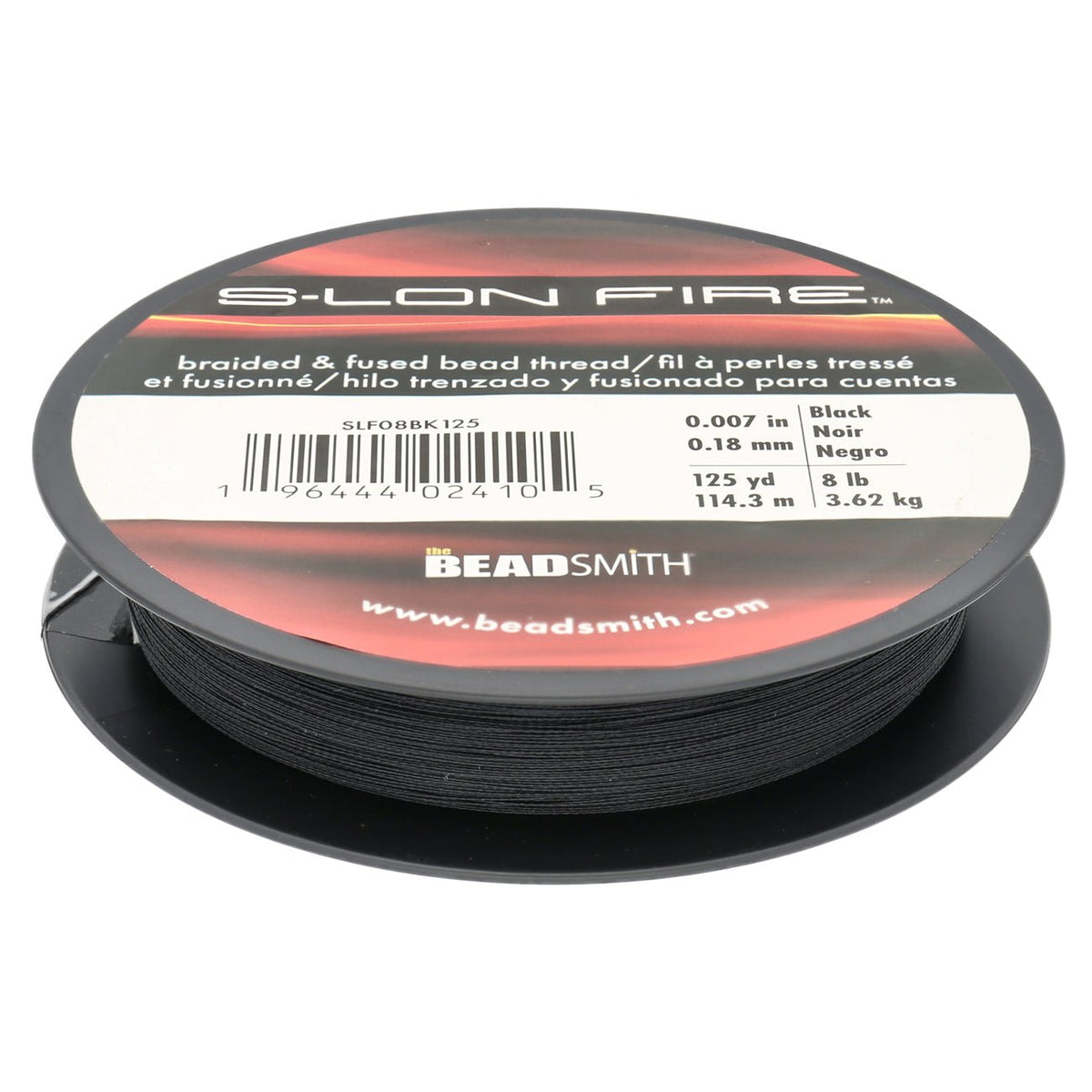 Perlenfaden S-Lon Fire 8lb - Black (114,3 m) - PerlineBeads