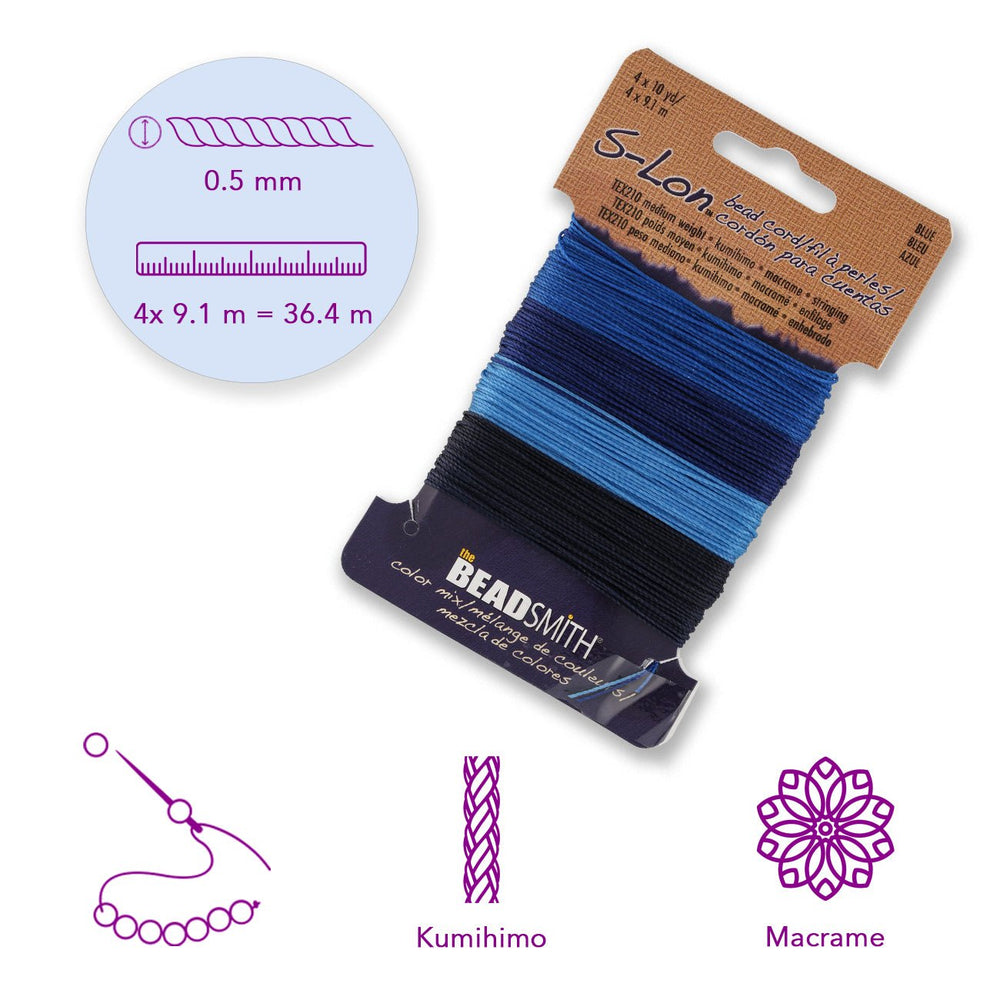 Perlenkordel S-Lon™ TEX210 - Blue Mix - PerlineBeads