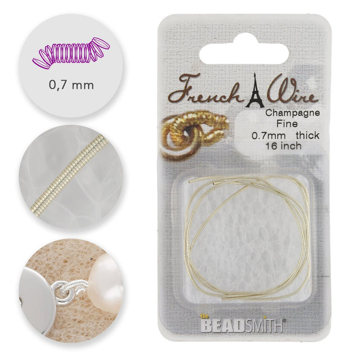 Perlspiraldraht (French Wire) 0,7 mm - Fine - Farbe Champagne - PerlineBeads