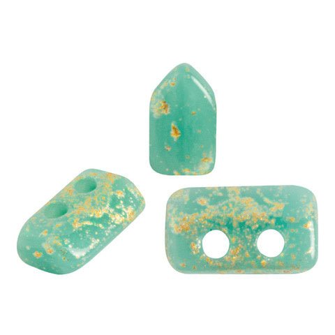 Piros® par Puca® - Opaque Green Turquoise Splash - PerlineBeads