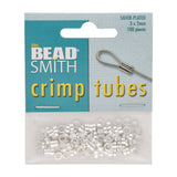 Quetschperlen 4 x 3 mm - Versilbert - PerlineBeads