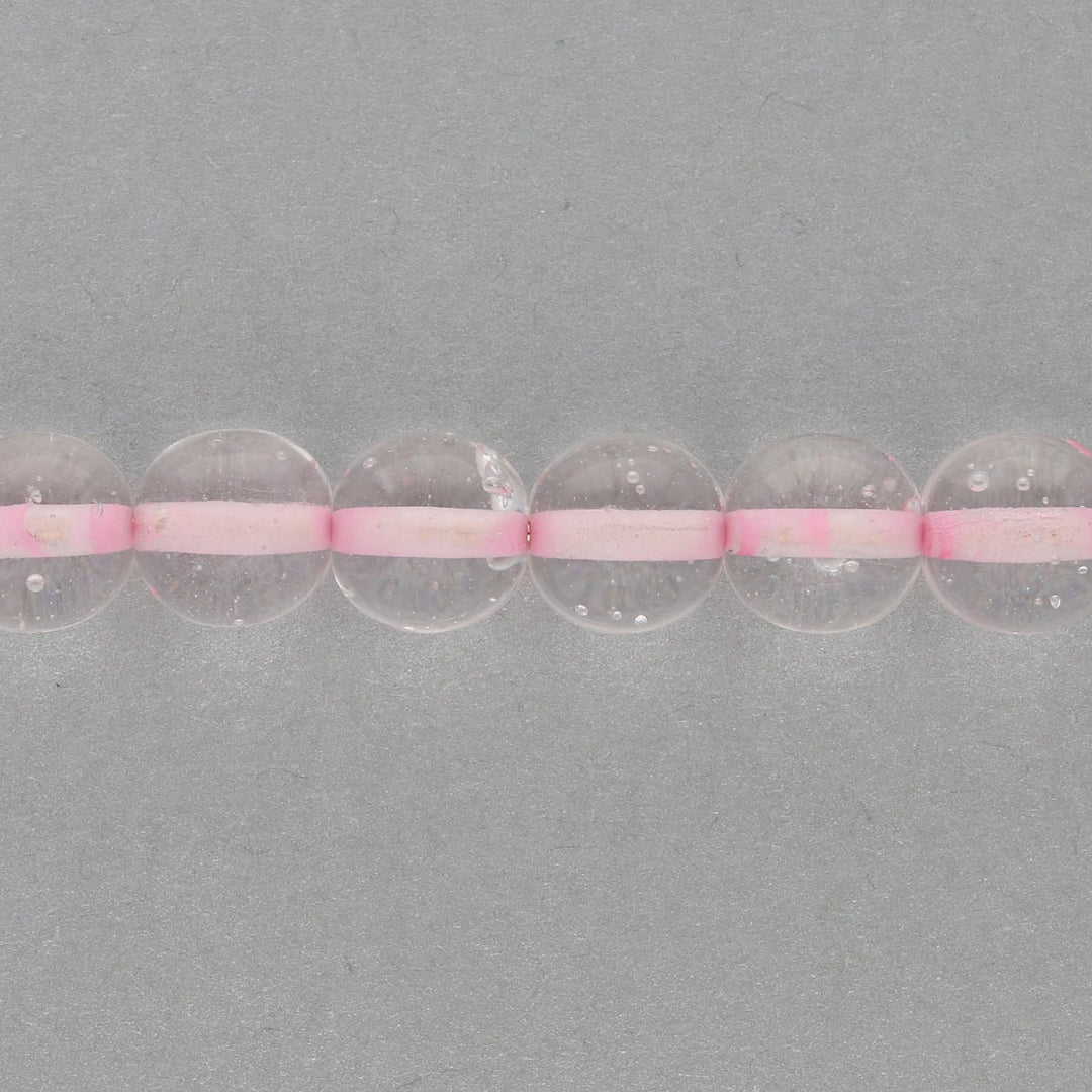 Recycelte Glasperlen 8 mm - Lined Bubbles Pink - PerlineBeads