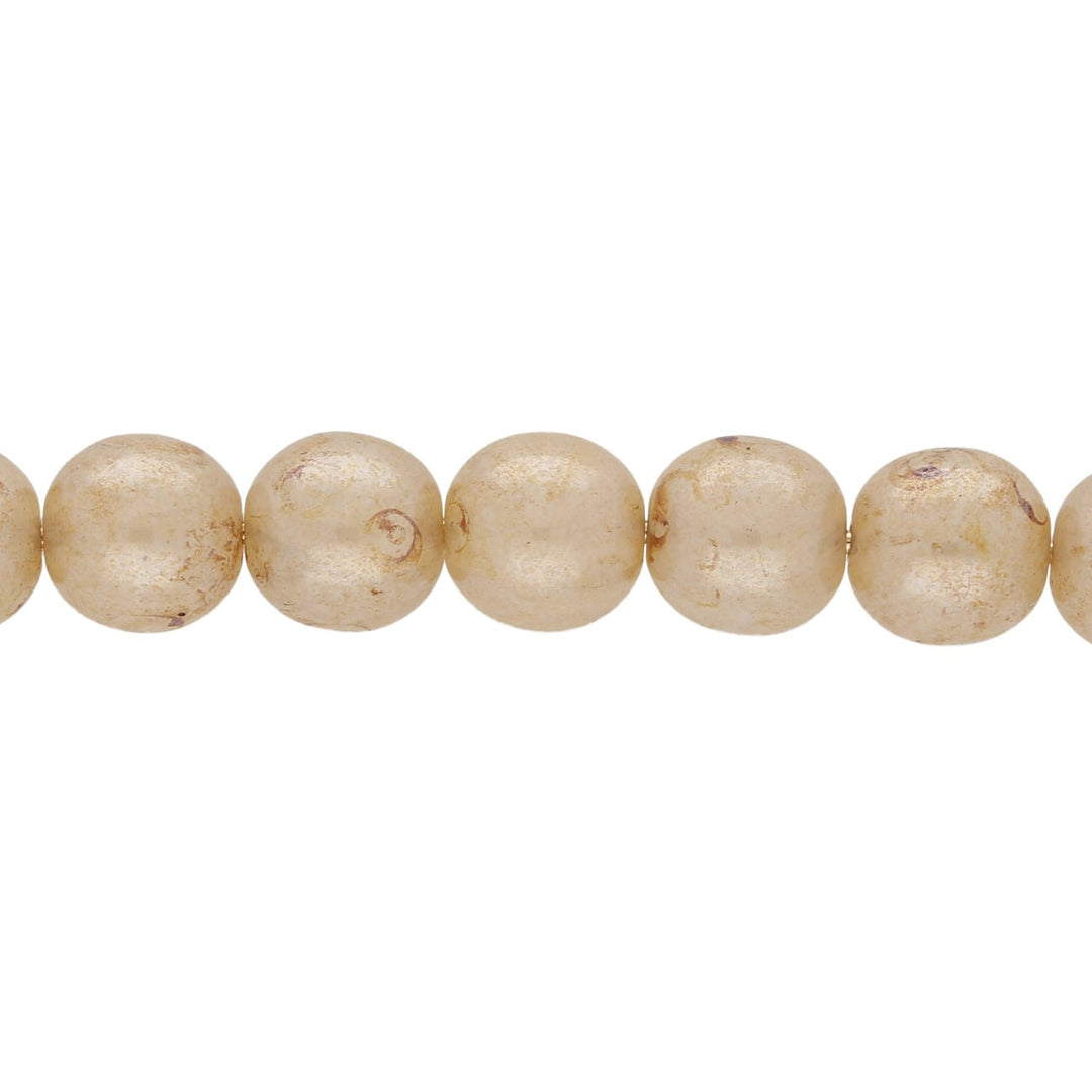 Recycelte Glasperlen 8 mm - Travertine Bubbles Beige - PerlineBeads