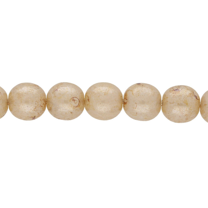 Recycelte Glasperlen 8 mm - Travertine Bubbles Beige - PerlineBeads