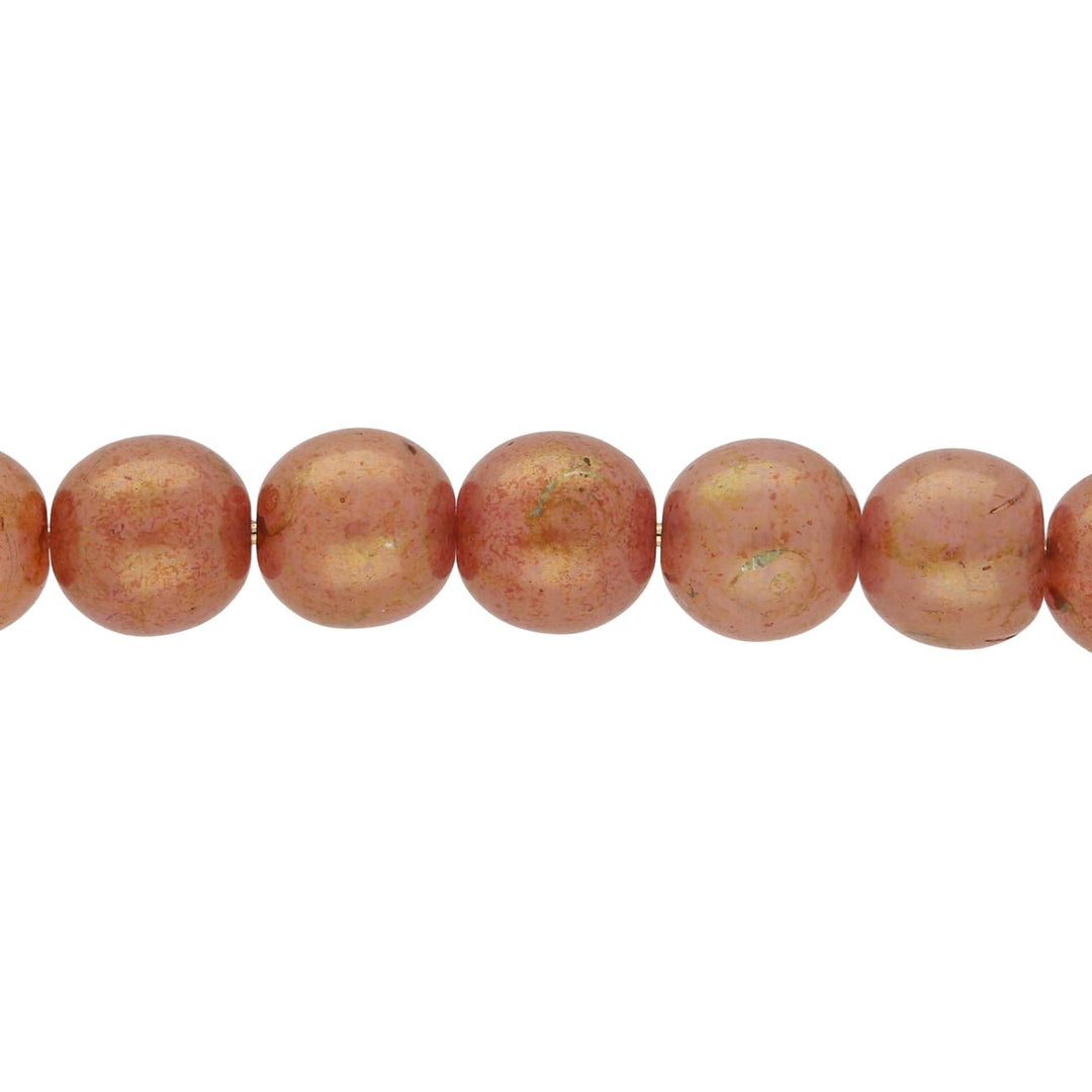 Recycelte Glasperlen 8 mm - Travertine Bubbles Orange - PerlineBeads