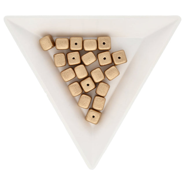 Recycelte Glasperlen "Cubes" - Matt Gold - PerlineBeads