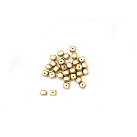 Recycelte Glasperlen "Cubes" - Matt Gold - PerlineBeads