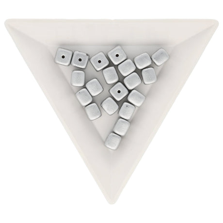 Recycelte Glasperlen "Cubes" - Matt Silver - PerlineBeads