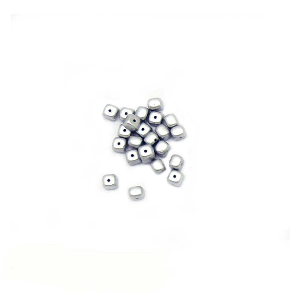 Recycelte Glasperlen "Cubes" - Matt Silver - PerlineBeads