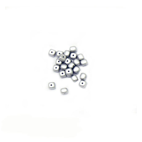 Recycelte Glasperlen "Cubes" - Matt Silver - PerlineBeads