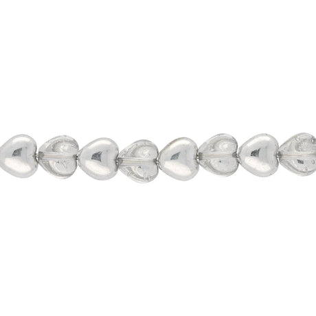 Recycelte Glasperlen "Hearts" - Half Silver - PerlineBeads