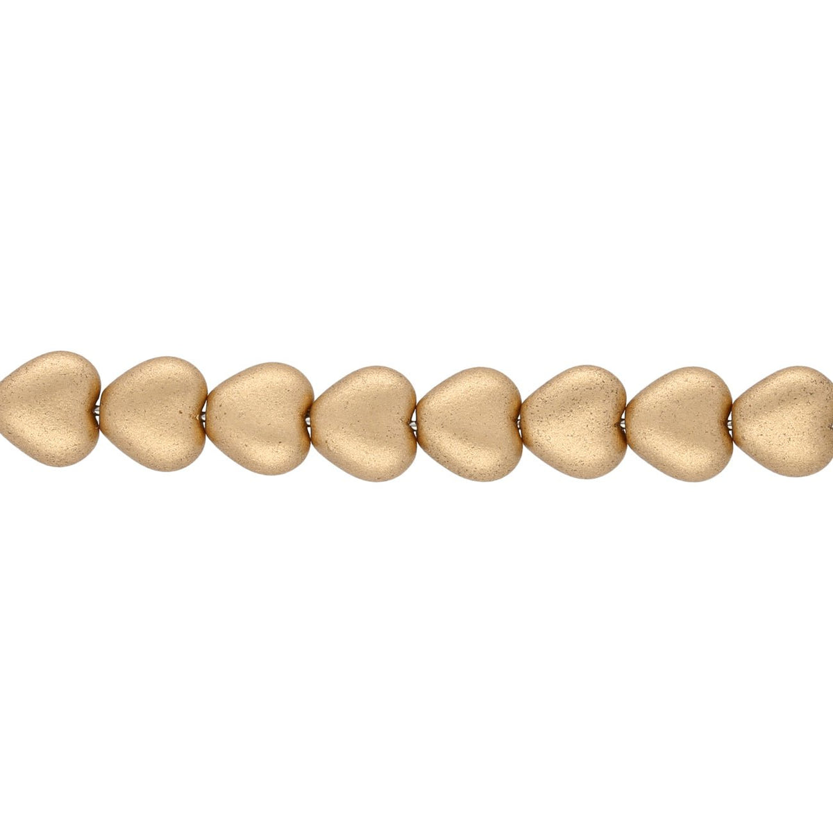 Recycelte Glasperlen "Hearts" - Matt Gold - PerlineBeads