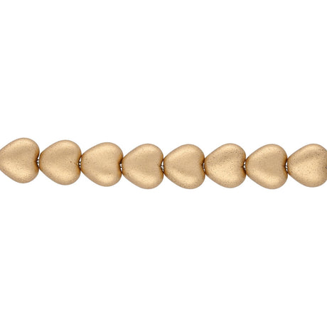Recycelte Glasperlen "Hearts" - Matt Gold - PerlineBeads