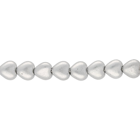 Recycelte Glasperlen "Hearts" - Matt Silver - PerlineBeads