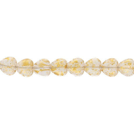 Recycelte Glasperlen "Hearts" - Rough Gold - PerlineBeads