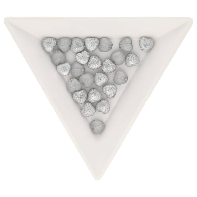 Recycelte Glasperlen "Hearts" - Rough Silver - PerlineBeads