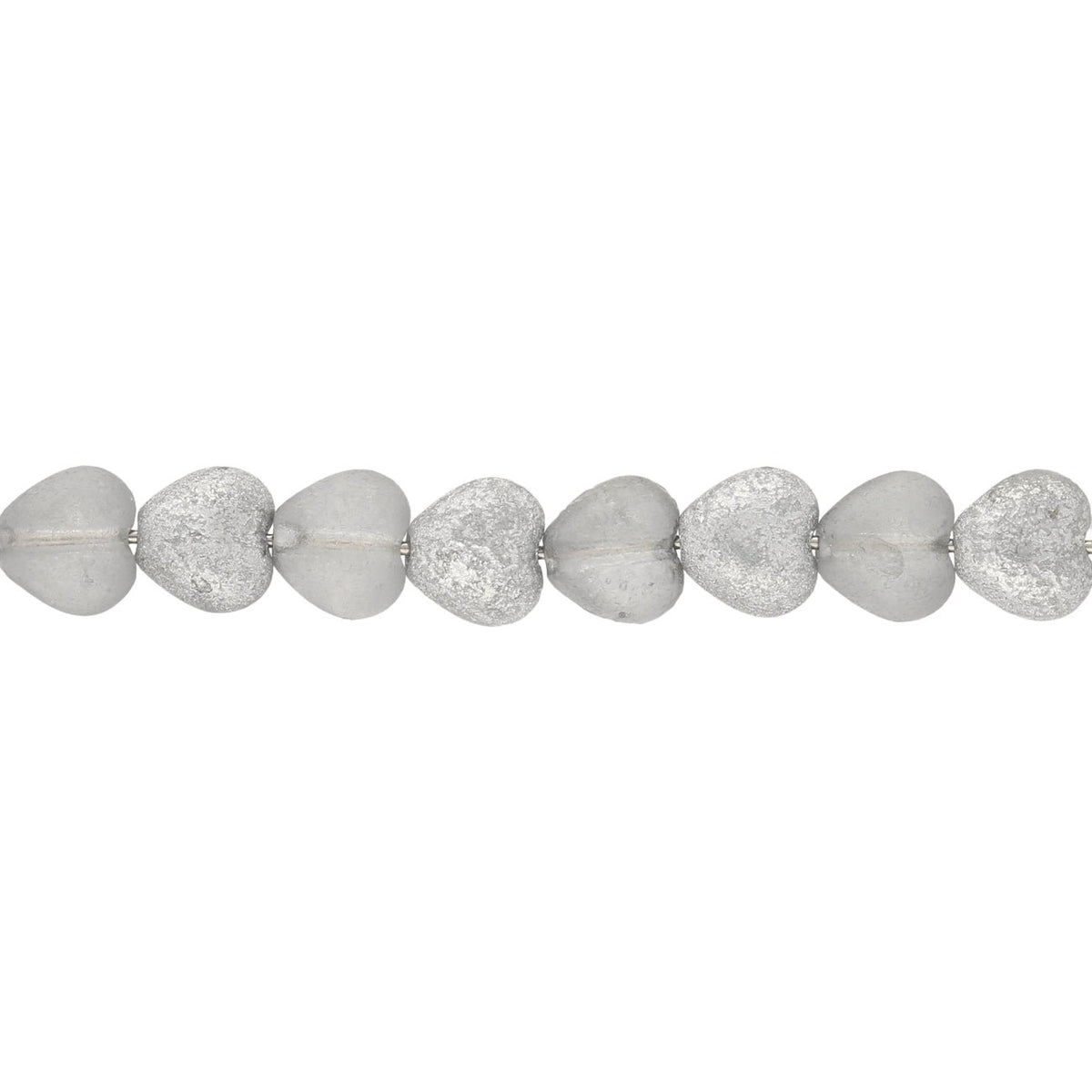 Recycelte Glasperlen "Hearts" - Rough Silver - PerlineBeads